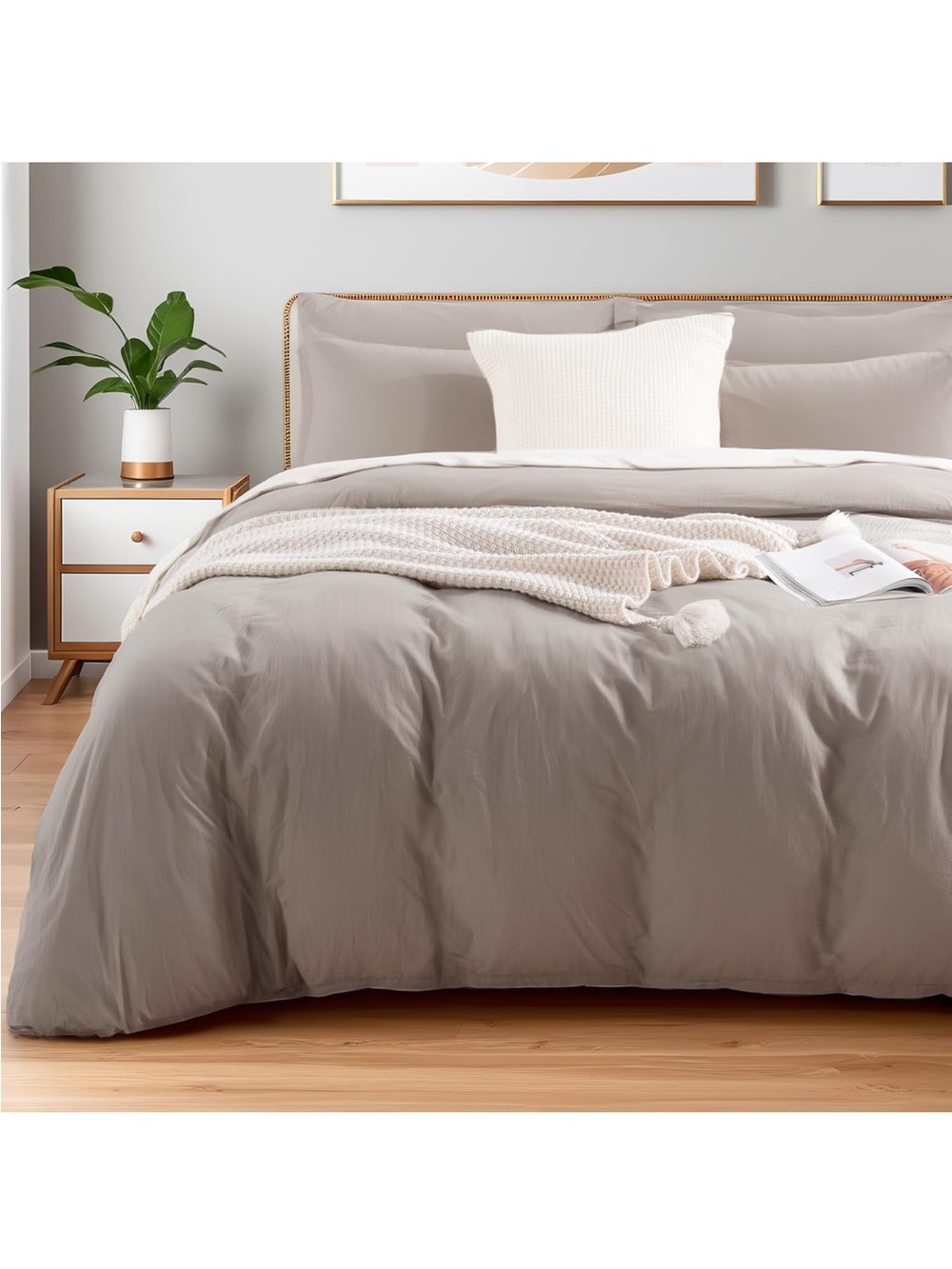 NEW NEXHOME PRO Duvet Cover Set 100% Washed Cotton Oversized King 120"x98"